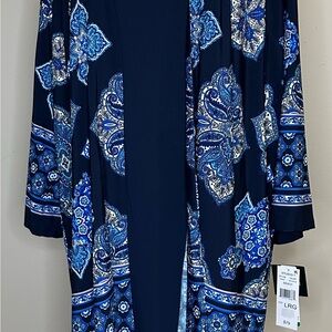 STUDIO ONE NEW YORK Dress Women’s Large Navy/Blue Floral Long Sleeve
